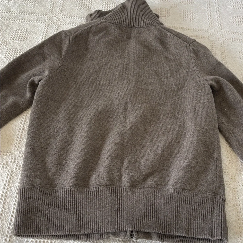 Banana Republic Modern Tipped Standing Collar Merino Wool Full‎ Zip Up Sweater S